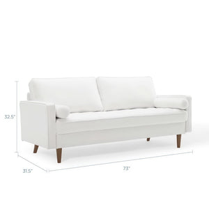 Modway Furniture Valour Performance Velvet Sofa - Elegant Mid-Century Design with Stain-Resistant Upholstery & Comfort White EEI-3764-WHI