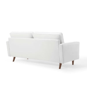 Modway Furniture Valour Performance Velvet Sofa - Elegant Mid-Century Design with Stain-Resistant Upholstery & Comfort White EEI-3764-WHI
