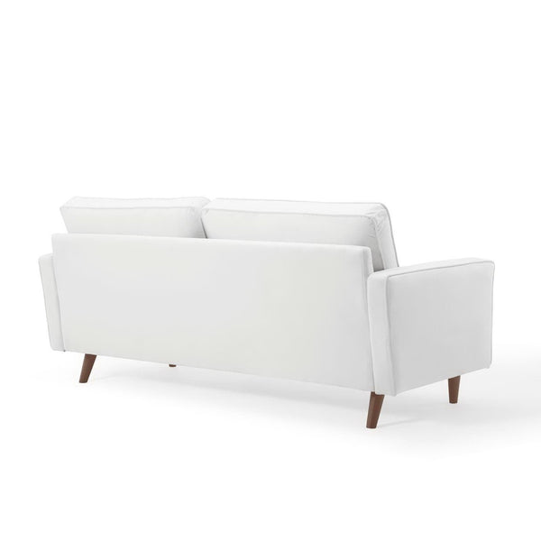 Modway Furniture Valour Performance Velvet Sofa - Elegant Mid-Century Design with Stain-Resistant Upholstery & Comfort White EEI-3764-WHI