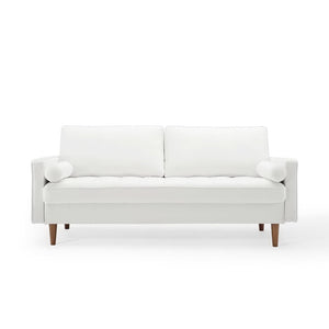 Modway Furniture Valour Performance Velvet Sofa - Elegant Mid-Century Design with Stain-Resistant Upholstery & Comfort White EEI-3764-WHI