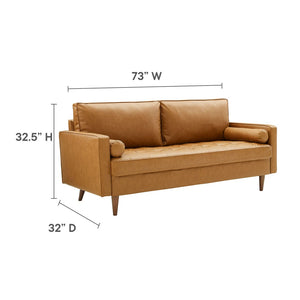 Modway Furniture Valour Tufted Vegan Leather Sofa - Mid-Century Elegance with Comfort, Style, and Durable Design Tan EEI-3765-TAN