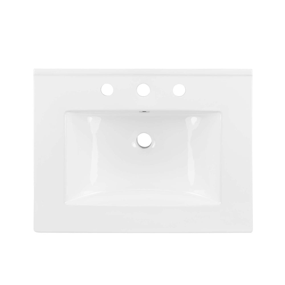 Modway Furniture Cayman 24" Bathroom Sink - Sleek White Ceramic Design, Space-Saving & Easy to Clean for Modern Homes EEI-3766-WHI