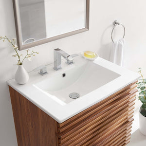 Modway Furniture Cayman 24" Bathroom Sink - Sleek White Ceramic Design, Space-Saving & Easy to Clean for Modern Homes EEI-3766-WHI