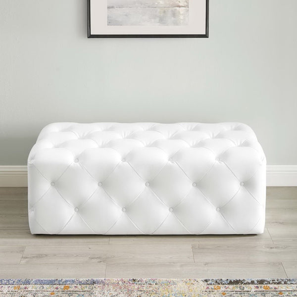 Modway Furniture Amour 48" Elegant Tufted Faux Leather Bench - Stylish Entryway Seating, Compact, and Durable Design EEI-3767-WHI
