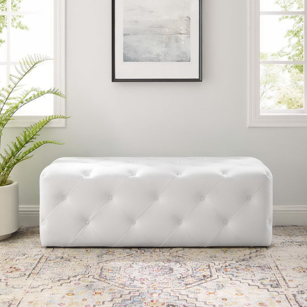Modway Furniture Amour 48" Elegant Tufted Faux Leather Bench - Stylish Entryway Seating, Compact, and Durable Design EEI-3767-WHI