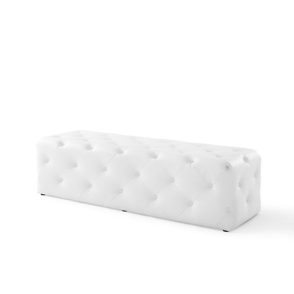 Modway Furniture Amour 60" Tufted Button Faux Leather Entryway Bench - Elegant Seating for Modern & Traditional Decor EEI-3769-WHI