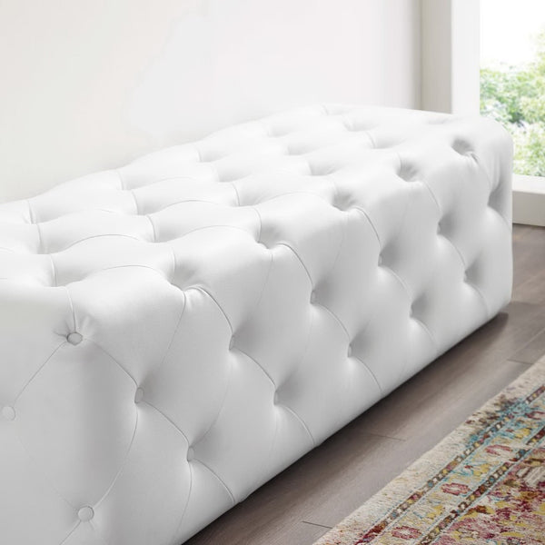 Modway Furniture Amour 60" Tufted Button Faux Leather Entryway Bench - Elegant Seating for Modern & Traditional Decor EEI-3769-WHI