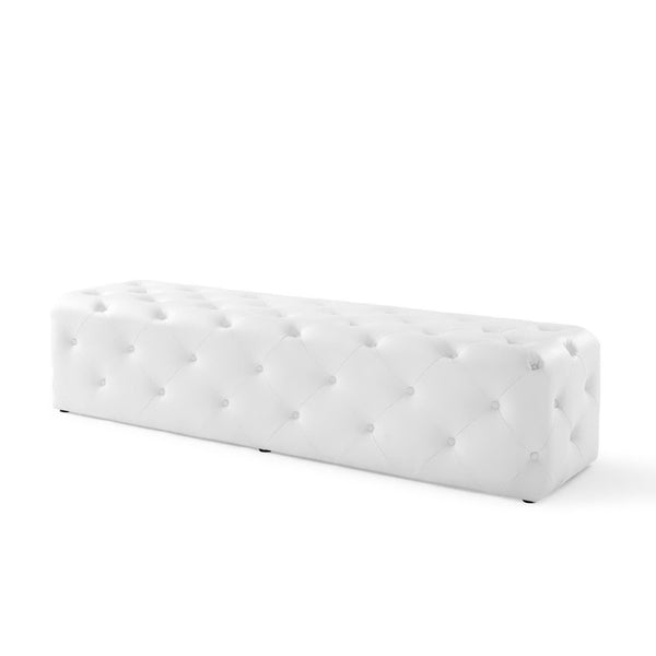Modway Furniture Amour 72" Tufted Faux Leather Bench - Elegant Entryway Seating with Plush Comfort & Easy Care Design EEI-3771-WHI