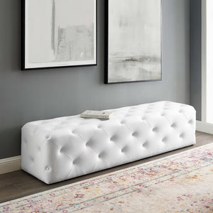 Modway Furniture Amour 72" Tufted Faux Leather Bench - Elegant Entryway Seating with Plush Comfort & Easy Care Design EEI-3771-WHI