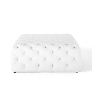 Modway Furniture Amour Tufted Button Large Square Faux Leather Ottoman – Versatile Glamour for Any Room Decor EEI-3773-WHI