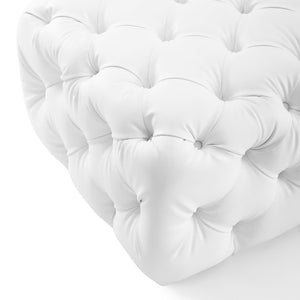 Modway Furniture Amour Tufted Button Square Ottoman - White Faux Leather, Versatile Seating & Footrest for Any Room EEI-3775-WHI