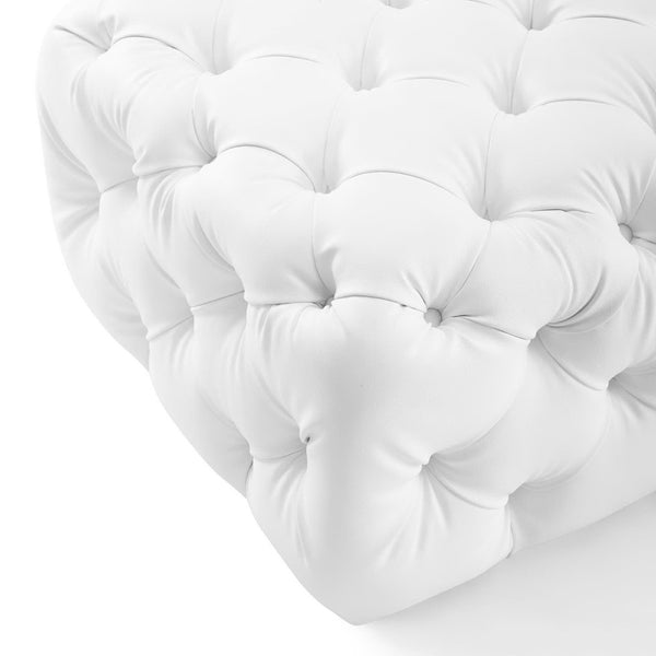 Modway Furniture Amour Tufted Button Square Ottoman - White Faux Leather, Versatile Seating & Footrest for Any Room EEI-3775-WHI