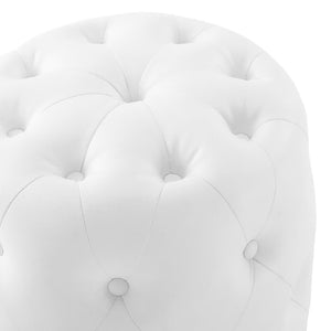 Modway Furniture Amour Modern Glam Faux Leather Tufted Ottoman - Versatile Round Seat for Stylish Living Spaces EEI-3777-WHI