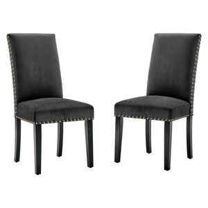 Modway Furniture Parcel Performance Velvet Dining Side Chairs Set of 2 – Stylish, Comfortable Seating for Any Space Charcoal EEI-3779-CHA