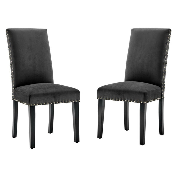 Modway Furniture Parcel Performance Velvet Dining Side Chairs Set of 2 – Stylish, Comfortable Seating for Any Space Charcoal EEI-3779-CHA
