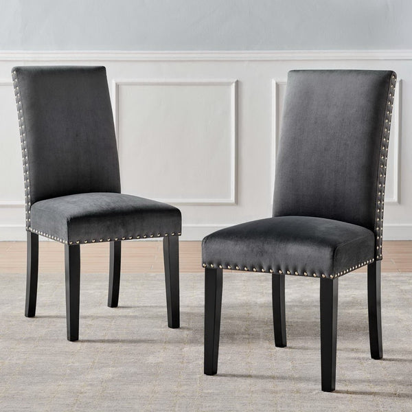 Modway Furniture Parcel Performance Velvet Dining Side Chairs Set of 2 – Stylish, Comfortable Seating for Any Space Charcoal EEI-3779-CHA