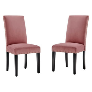 Modway Furniture Parcel Performance Velvet Dining Side Chairs Set of 2 – Stylish, Comfortable Seating for Any Space Dusty Rose EEI-3779-DUS