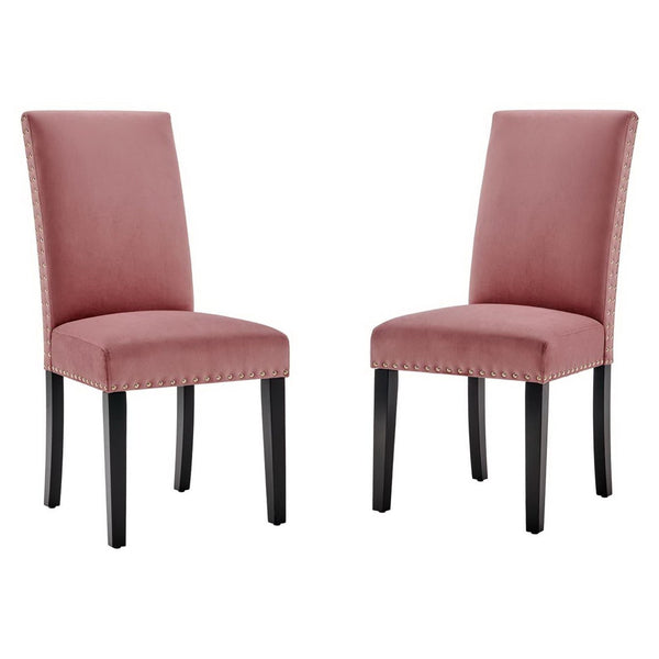 Modway Furniture Parcel Performance Velvet Dining Side Chairs Set of 2 – Stylish, Comfortable Seating for Any Space Dusty Rose EEI-3779-DUS