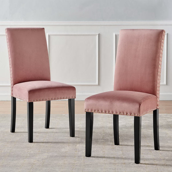 Modway Furniture Parcel Performance Velvet Dining Side Chairs Set of 2 – Stylish, Comfortable Seating for Any Space Dusty Rose EEI-3779-DUS