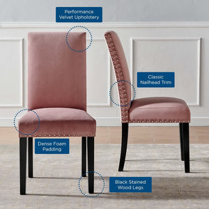 Modway Furniture Parcel Performance Velvet Dining Side Chairs Set of 2 – Stylish, Comfortable Seating for Any Space Dusty Rose EEI-3779-DUS