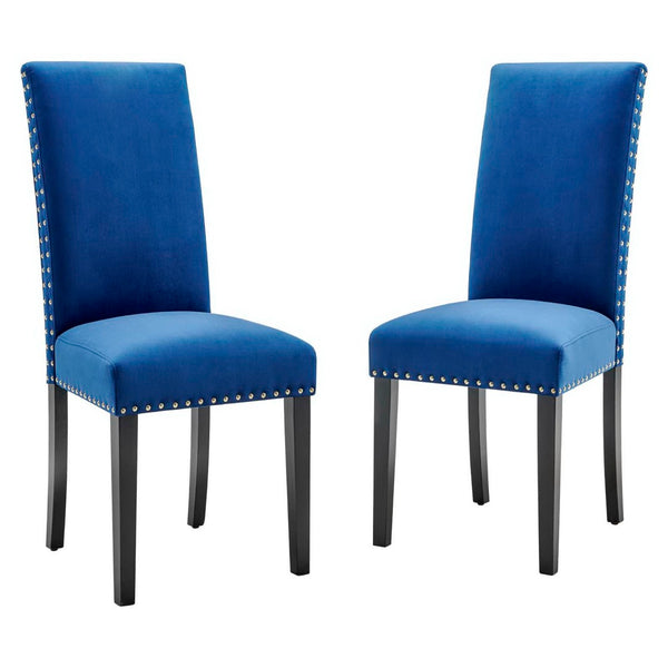 Modway Furniture Parcel Performance Velvet Dining Side Chairs Set of 2 – Stylish, Comfortable Seating for Any Space Navy EEI-3779-NAV