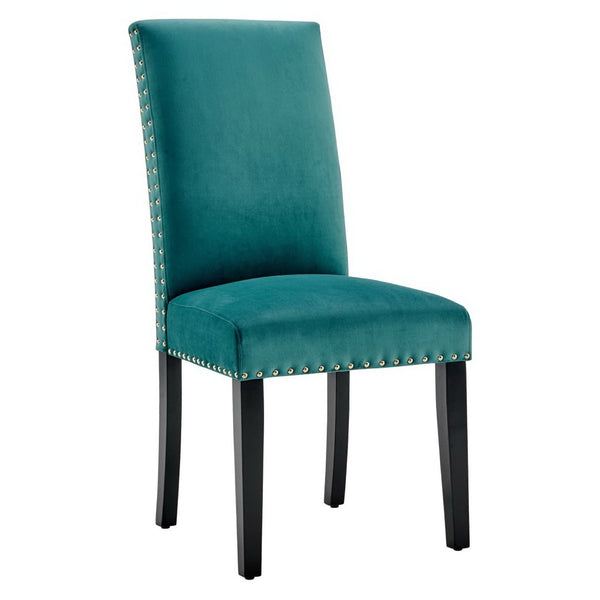Modway Furniture Parcel Performance Velvet Dining Side Chairs Set of 2 – Stylish, Comfortable Seating for Any Space Teal EEI-3779-TEA