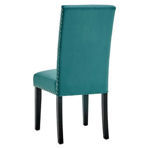 Modway Furniture Parcel Performance Velvet Dining Side Chairs Set of 2 – Stylish, Comfortable Seating for Any Space Teal EEI-3779-TEA