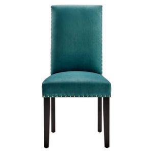 Modway Furniture Parcel Performance Velvet Dining Side Chairs Set of 2 – Stylish, Comfortable Seating for Any Space Teal EEI-3779-TEA