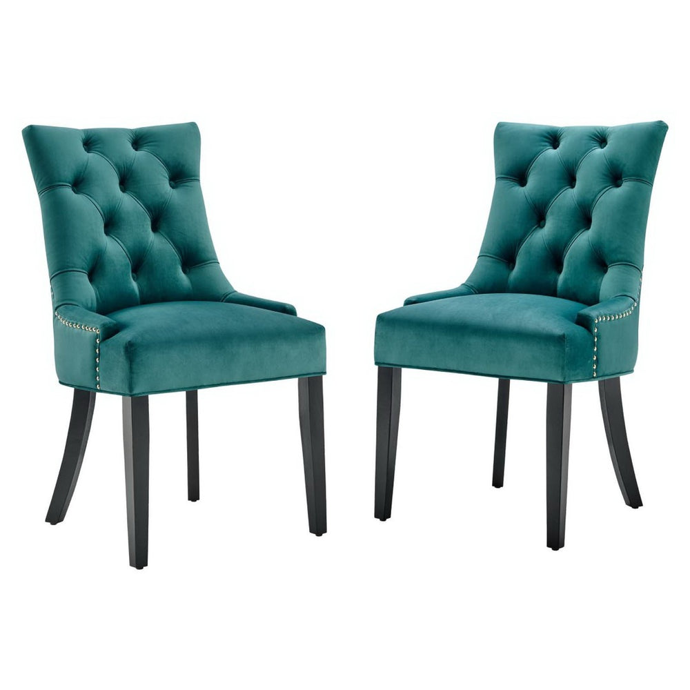 Modway Furniture Regent Tufted Performance Velvet Dining Chairs Set of 2 - Luxurious Teal Accent for Any Space EEI-3780-TEA