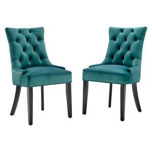 Modway Furniture Regent Tufted Performance Velvet Dining Chairs Set of 2 - Luxurious Teal Accent for Any Space EEI-3780-TEA