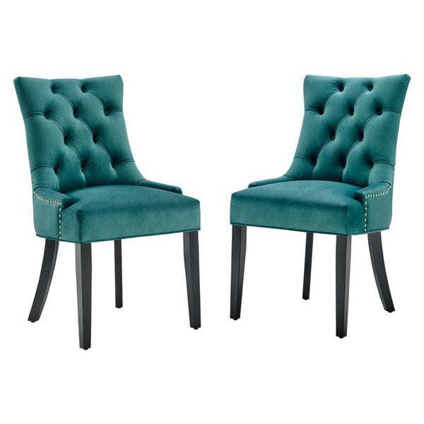 Modway Furniture Regent Tufted Performance Velvet Dining Chairs Set of 2 - Luxurious Teal Accent for Any Space EEI-3780-TEA