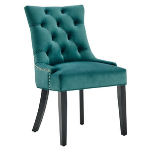 Modway Furniture Regent Tufted Performance Velvet Dining Chairs Set of 2 - Luxurious Teal Accent for Any Space EEI-3780-TEA