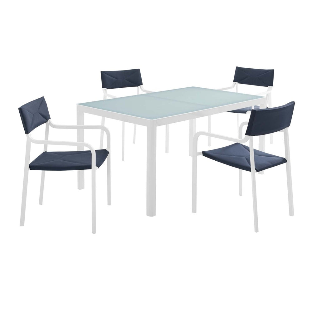 Modway Furniture Raleigh 5-Piece Modern Aluminum Outdoor Dining Set - Stylish, Durable, Easy-Clean & Compact Storage EEI-3796-WHI-NAV