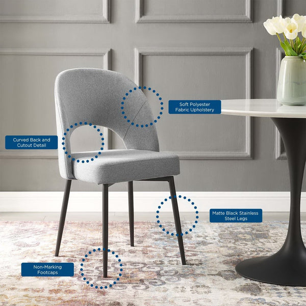 Modway Furniture Rouse Upholstered Fabric Dining Side Chair - Modern Mid-Century Design for Stylish Comfort Black Light Gray EEI-3801-BLK-LGR