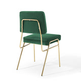 Modway Furniture Craft Performance Velvet Dining Side Chair Gold Green 21.5 x 18.5 x 32.5