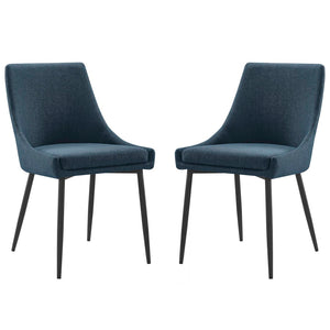 Modway Furniture Viscount Upholstered Dining Chairs Set of 2 - Vintage-Modern Design with Comfort & Style! EEI-3809-BLK-AZU