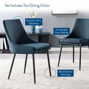 Modway Furniture Viscount Upholstered Dining Chairs Set of 2 - Vintage-Modern Design with Comfort & Style! EEI-3809-BLK-AZU