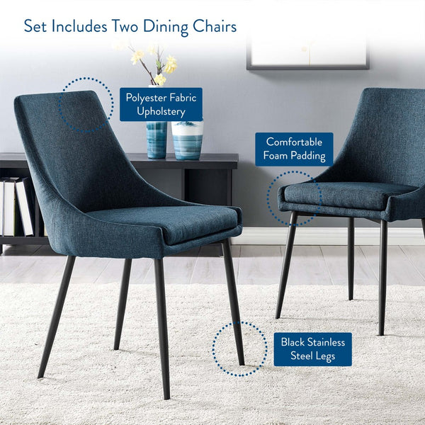 Modway Furniture Viscount Upholstered Dining Chairs Set of 2 - Vintage-Modern Design with Comfort & Style! EEI-3809-BLK-AZU