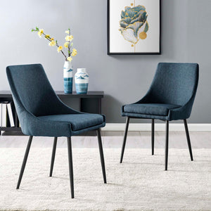 Modway Furniture Viscount Upholstered Dining Chairs Set of 2 - Vintage-Modern Design with Comfort & Style! EEI-3809-BLK-AZU