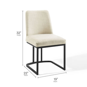 Modway Furniture Amplify Sled Base Upholstered Dining Side Chair - Modern Glam Design with Durable Comfort and Style Black Beige EEI-3811-BLK-BEI