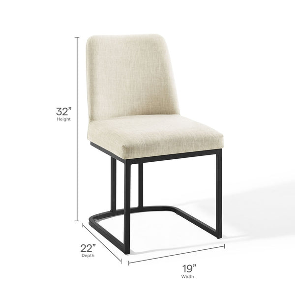 Modway Furniture Amplify Sled Base Upholstered Dining Side Chair - Modern Glam Design with Durable Comfort and Style Black Beige EEI-3811-BLK-BEI