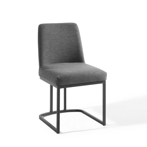 Modway Furniture Amplify Sled Base Upholstered Dining Side Chair - Modern Glam Design with Durable Comfort and Style Black Charcoal EEI-3811-BLK-CHA