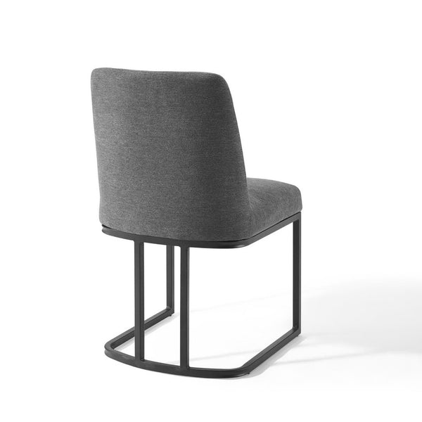 Modway Furniture Amplify Sled Base Upholstered Dining Side Chair - Modern Glam Design with Durable Comfort and Style Black Charcoal EEI-3811-BLK-CHA