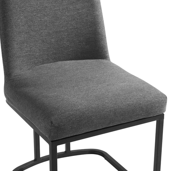 Modway Furniture Amplify Sled Base Upholstered Dining Side Chair - Modern Glam Design with Durable Comfort and Style Black Charcoal EEI-3811-BLK-CHA