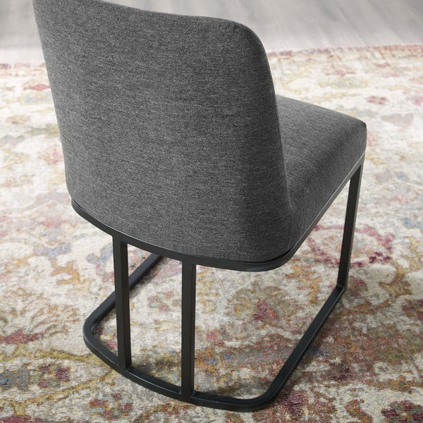 Modway Furniture Amplify Sled Base Upholstered Dining Side Chair - Modern Glam Design with Durable Comfort and Style Black Charcoal EEI-3811-BLK-CHA