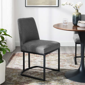 Modway Furniture Amplify Sled Base Upholstered Dining Side Chair - Modern Glam Design with Durable Comfort and Style Black Charcoal EEI-3811-BLK-CHA