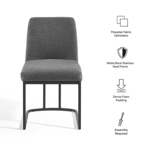 Modway Furniture Amplify Sled Base Upholstered Dining Side Chair - Modern Glam Design with Durable Comfort and Style Black Charcoal EEI-3811-BLK-CHA