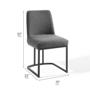 Modway Furniture Amplify Sled Base Upholstered Dining Side Chair - Modern Glam Design with Durable Comfort and Style Black Charcoal EEI-3811-BLK-CHA