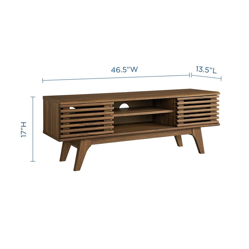 Modway Furniture Render 46" Mid-Century Media Console TV Stand - Walnut Finish, Smart Storage & Cable Management EEI-3837-WAL