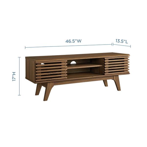 Modway Furniture Render 46" Mid-Century Media Console TV Stand - Walnut Finish, Smart Storage & Cable Management EEI-3837-WAL